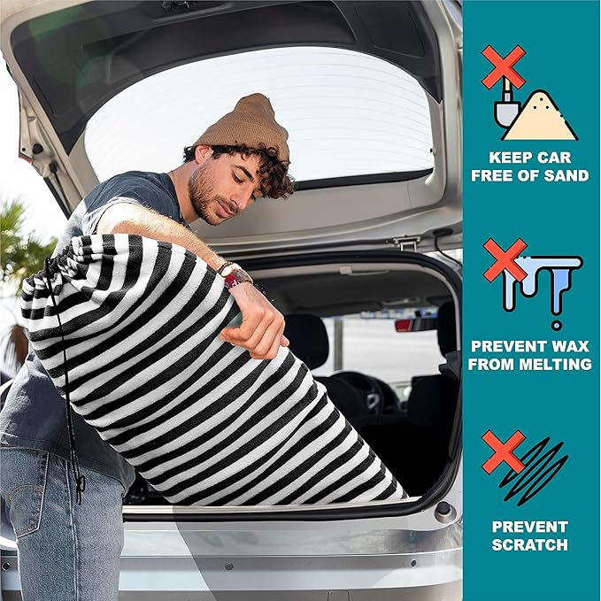 SUN CUBE Surfboard Sock Cover, Protective Surf Bag for Surfing Board, Light Stretchy Surfbag Sleeve for Longboard, Hybrid (8'6'', Black White)-StrideForce Fitness