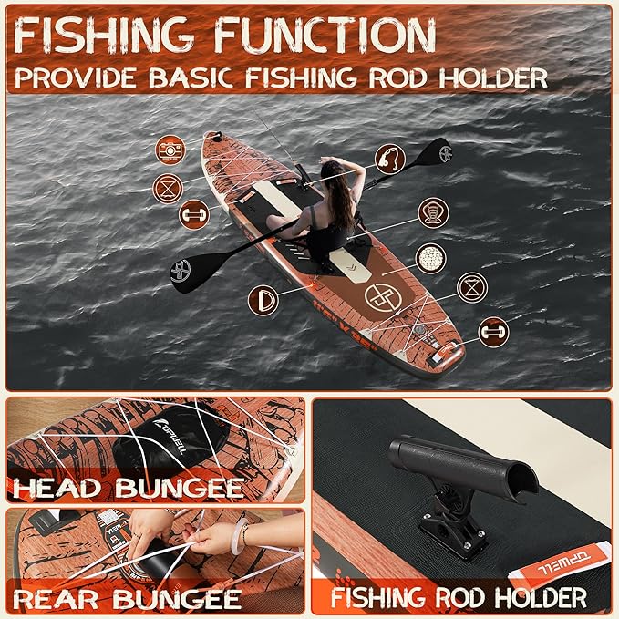 UPWELL 10'6"/11'/11'6" Inflatable Paddle Board, Stand Up Paddlboard for Youth & Adults, Stable Design, Premium SUP Accessories, Backpack, Leash, Hand Pump, Fins-StrideForce Fitness