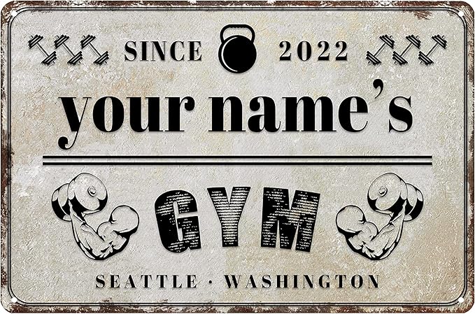 Custom Gym Sign Wall Art Decor Personalized Name Aluminum Metal Sign Retro Workout Room Fitness Center Tin Sign-StrideForce Fitness