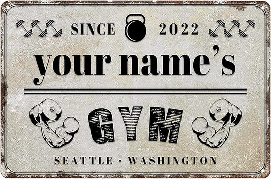 Custom Gym Sign Wall Art Decor Personalized Name Aluminum Metal Sign Retro Workout Room Fitness Center Tin Sign-StrideForce Fitness
