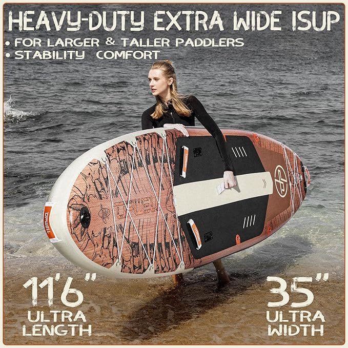 UPWELL 10'6"/11'/11'6" Inflatable Paddle Board, Stand Up Paddlboard for Youth & Adults, Stable Design, Premium SUP Accessories, Backpack, Leash, Hand Pump, Fins-StrideForce Fitness