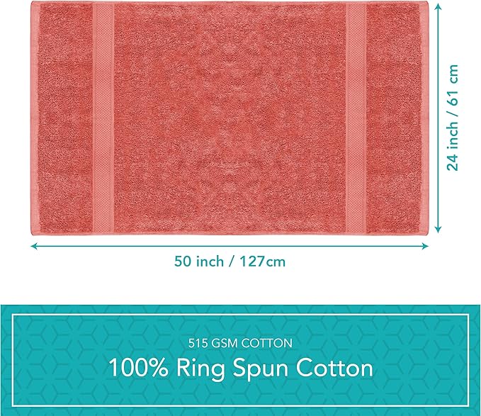 Pleasant Home Bath Towels Set of 6 (24” x 50”) 100% Cotton, 515 GSM | Lightweight, Soft & Absorbent Luxury Towels for Bathroom | for Gym, Pool & Spa | 6 Pack, Red-StrideForce Fitness
