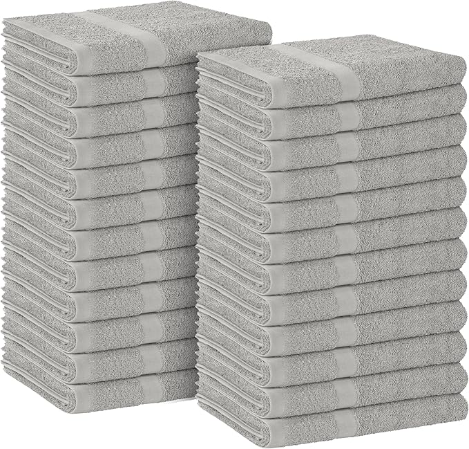 Avalon Salon Towel - Silver Hand Towels Bulk Pack of 24-100% Cotton Absorbent Spa, Facial & Gym Towels for Working Out - 16x27 Inches (Not Bleach Proof)-StrideForce Fitness