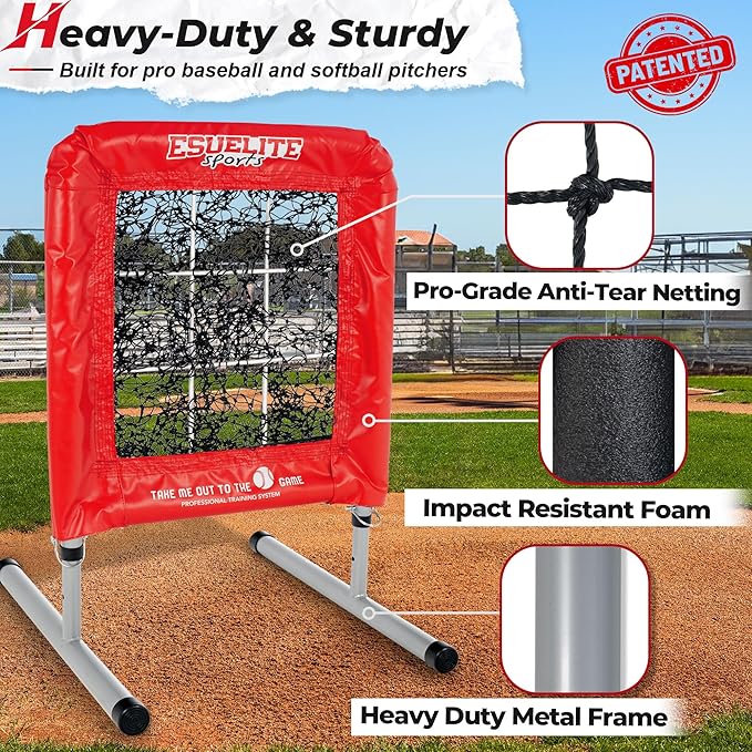 Heavy-Duty 9 Hole Pro Style Baseball & Softball Pitching Net with Strike Zone Target - Adjustable Portable Design for Training, Includes 4 Stakes & 2 Sandbags-StrideForce Fitness