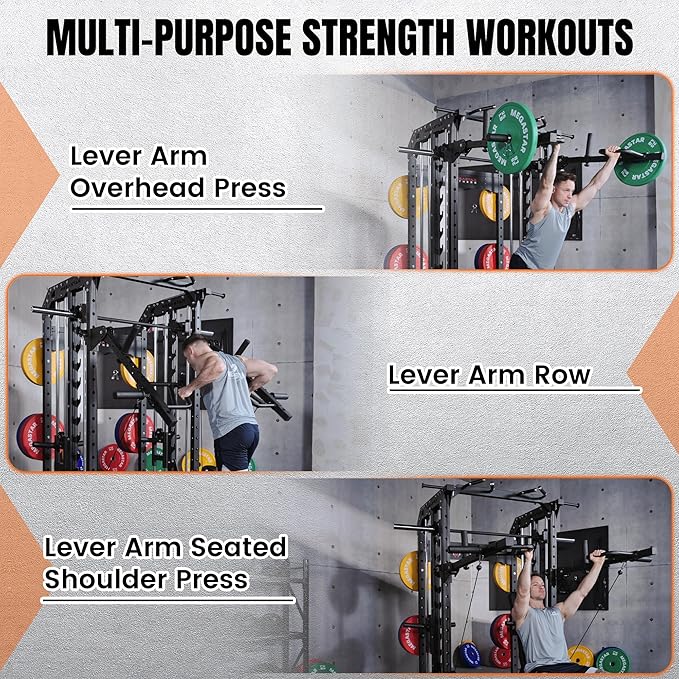 Adjustable Lever Arms, Power Rack Attachment for Full-Body Strength Training, Compatible with 2x2, 2x3, 3x3 Racks, Fits 1’’ & 2’’ Weight Plates, 350LB Capacity, Multi-Grip Handles, TK800-StrideForce Fitness