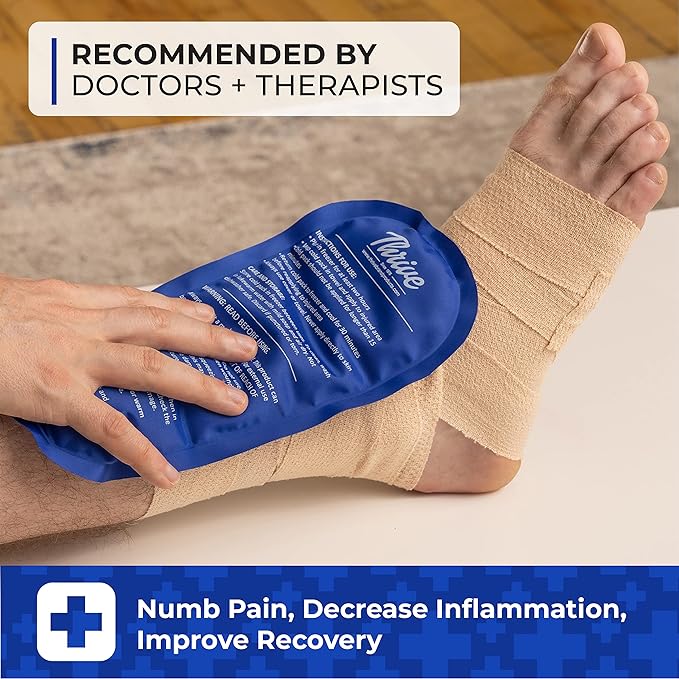 Thrive Reusable Ice Packs for Injuries - Large 2-Pack, Dark Blue - Long-Lasting Gel Cold Therapy - Ice Pack for Neck & Shoulders, Knee & Back Pain Relief-StrideForce Fitness