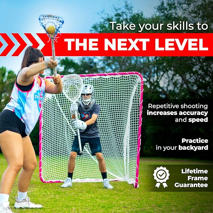 Velocity - Lacrosse Goal - Portable Steel Frame with Black Net, Perfect for Youth and Adult Training, Backyard Design-StrideForce Fitness