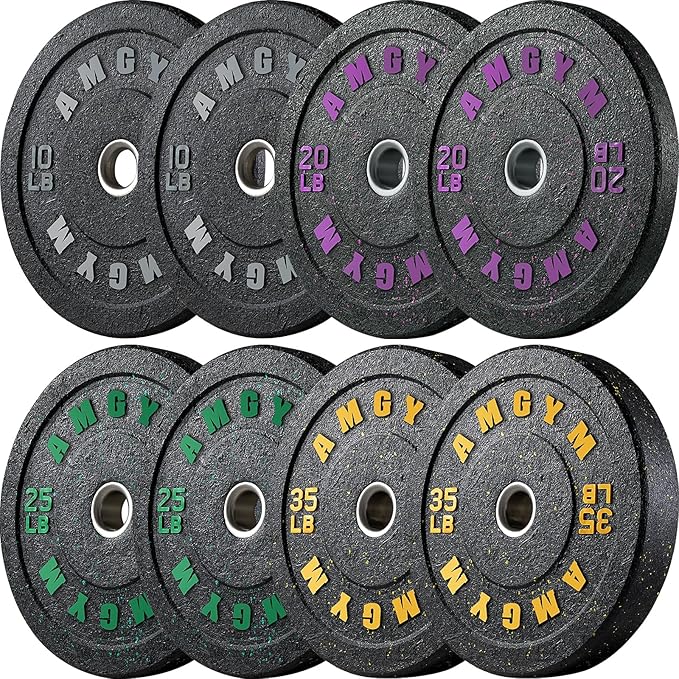 2 Inch Bumper Plates，10-500lbs，Barbell Rubber Olympic Weight Plates Set for Home Gym, Strength Training & Weight Lifting, Multiple Options Colors-StrideForce Fitness