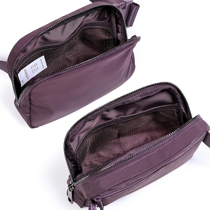 ODODOS Unisex Mini Belt Bag with Adjustable Strap Small Fanny Pack for Workout Running Traveling Hiking, Plum-StrideForce Fitness