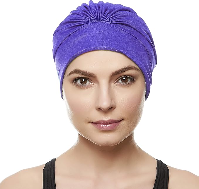 BEEMO Swim Caps for Women Swimming Turban Polyester Latex Lined Pleated for Ladies-StrideForce Fitness