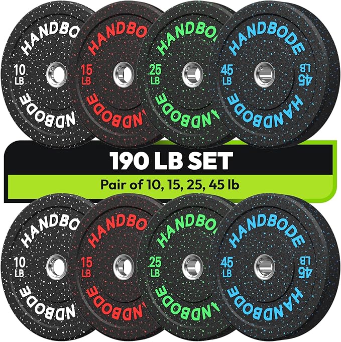 2-Inch Bumper Plates High Bounce, Olympic Weight Plate Set 45/100/160/190/260/300lb, Barbell Weight Plates Set for Home Gym, Colored Weights Rubber Strength Training Plate for Weight Lifting-StrideForce Fitness