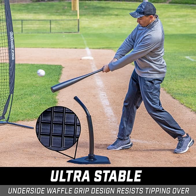 GoSports Baseball & Softball Batting Tees - Choose Jr. or Standard - Adjustable Rubber Hitting Tee-StrideForce Fitness