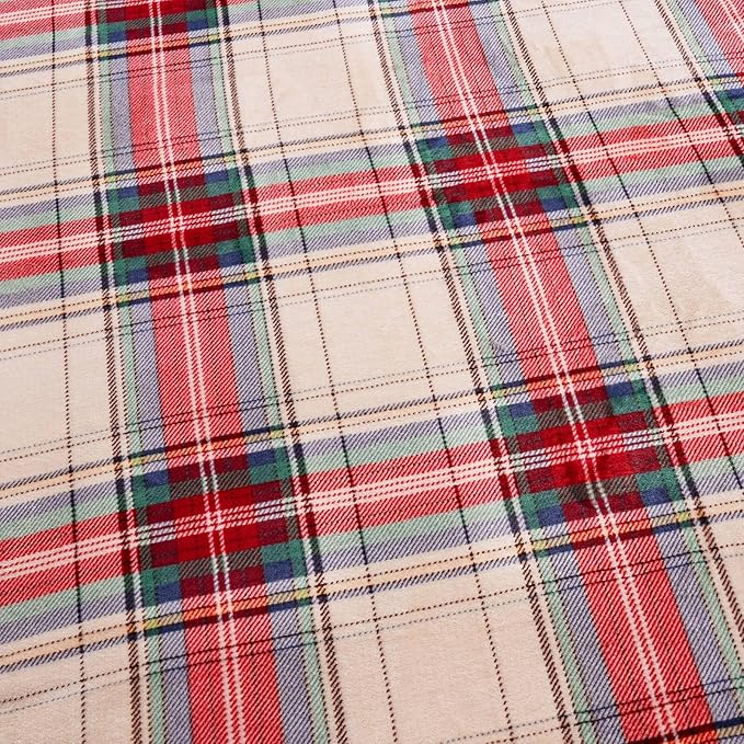 PU MEI Sherpa Fleece Throw Blanket 60" x 80" Reversible Plush Fluffy Large Big Blanket Lattice Flannel Blankets for All Season Use, Chrismas Red-StrideForce Fitness