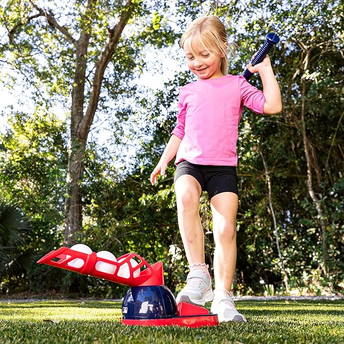 Franklin Sports Kids Baseball Pitching Machine - Pop A Pitch Batting Machine with Youth Bat + 3 Plastic Balls - Boys + Girls Toy-StrideForce Fitness