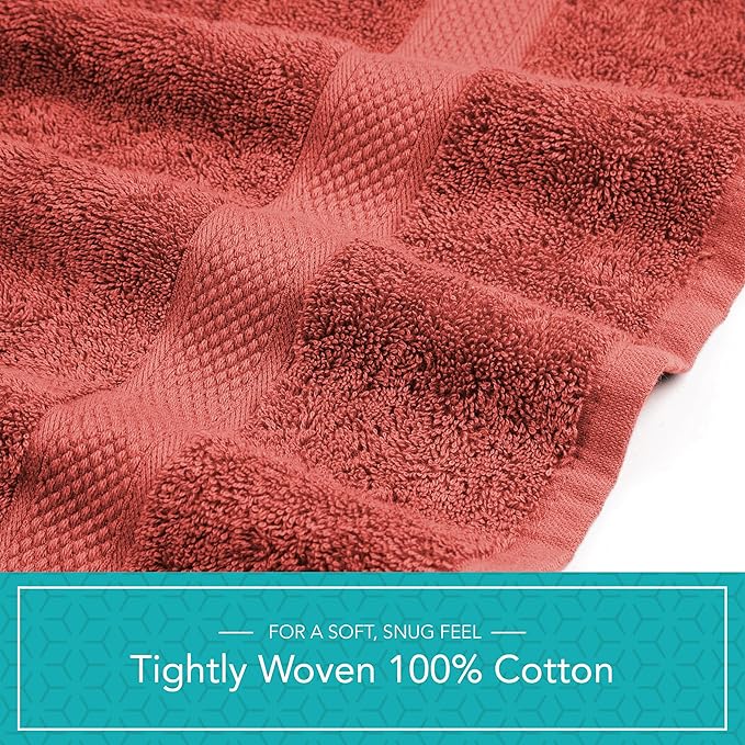 Pleasant Home Bath Towels Set of 6 (24” x 50”) 100% Cotton, 515 GSM | Lightweight, Soft & Absorbent Luxury Towels for Bathroom | for Gym, Pool & Spa | 6 Pack, Red-StrideForce Fitness