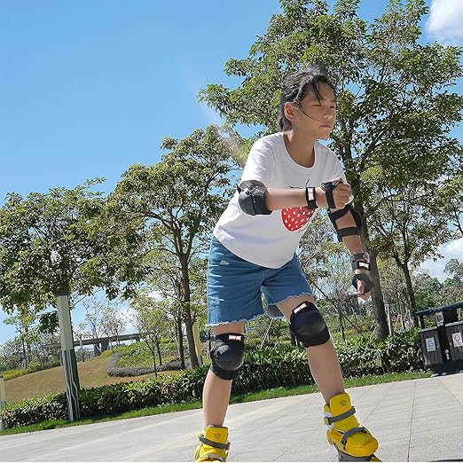 Youth/Kids Knee Pads Elbow Pads Wrist Guards Protective Gear Set for 3-15 Years Child Roller Skates, Skateboard, Cycling, Inline Skating, BMX Bike, Balance Bike, Scooter Riding and Other Outdoor Sports-StrideForce Fitness