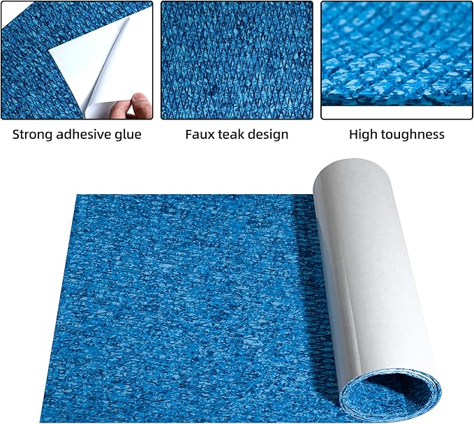 FOCEAN Boat Flooring EVA Foam Boat Decking Faux Teak Marine Flooring Boat Mat Boat Carpet Sheet for Motorboat RV Yacht Kayak Surfboard, 94.5"x 47.2"/35.4"/23.6"/15.7"-StrideForce Fitness