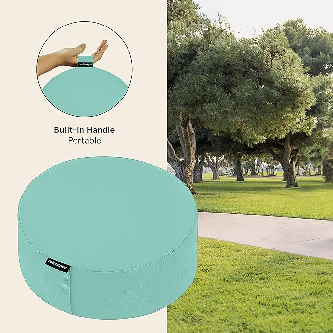 Retrospec Sedona Zafu Meditation Cushion Filled w/Buckwheat Hulls - Yoga Pillow for Meditation Practices - Machine Washable 100% Cotton Cover & Durable Carry Handle, Round-StrideForce Fitness