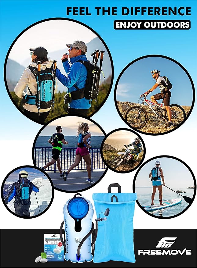 Hydration Pack with 2L or 3L Water Bladder & Cooler Bag > Keeps Drink Cool & Protects Bladders > Camelback Reservoir for Hydration Backpack, Tasteless & BPA Free, Quick Release Tube & Shutoff Valve-StrideForce Fitness