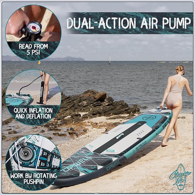 UPWELL 10'6"/11'/11'6" Inflatable Paddle Board, Stand Up Paddlboard for Youth & Adults, Stable Design, Premium SUP Accessories, Backpack, Leash, Hand Pump, Fins-StrideForce Fitness