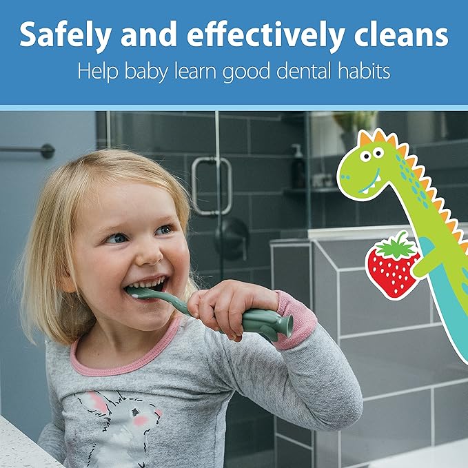 Dr. Brown's ToothScrubber Toddler Toothbrush Set, Monster with Strawberry Flavor Toothpaste