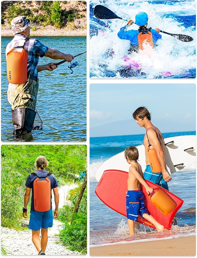 HEETA Waterproof Dry Bag for Women Men(Upgraded Version) 5L/10L/20L/30L/40L Roll Top Lightweight Dry Storage Bag Backpack with Emergency Whistle for Travel, Swimming, Boating, Kayaking, Camping, Beach-StrideForce Fitness