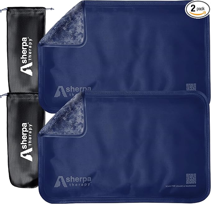 Medium Flexible Gel Ice Packs Reusable - Hot and Cold Soft Ice Packs for Injuries Reusable for Ankle, Arm, Foot, Leg, Back Pain Relief - 8" x 12" - 2PK - Blue-StrideForce Fitness