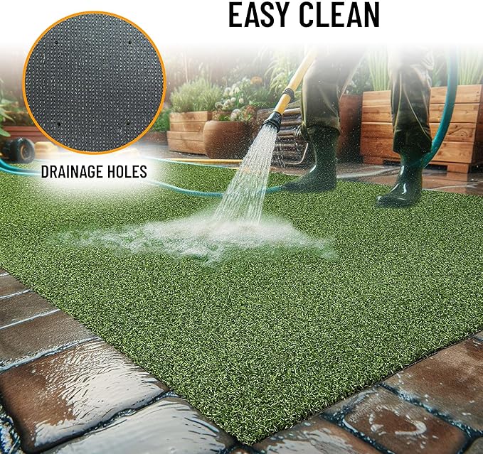 Ottomanson Artificial Turf Golf Hitting Mat 6'6" x 12' Indoor/Outdoor Waterproof Synthetic Fake Grass for Putting Practice Baseball Football Sports Gym Backyard, Custom Size 2' up to 30'-StrideForce Fitness