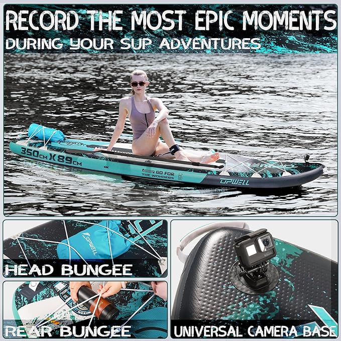 UPWELL 10'6"/11'/11'6" Inflatable Paddle Board, Stand Up Paddlboard for Youth & Adults, Stable Design, Premium SUP Accessories, Backpack, Leash, Hand Pump, Fins-StrideForce Fitness