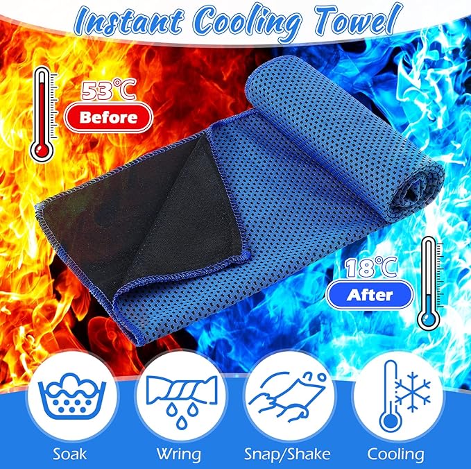 20 Pcs Cooling Towel 40 x 12 Ice Towel for Neck and Face Microfiber Chilly with Bag Breathable Yoga Gym Stay Cool Towels Sweat Rag for Workout Running Camping Pilates Beach Accessories (Royal Blue)-StrideForce Fitness