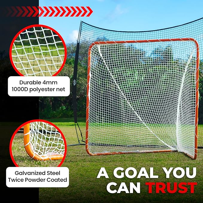 Velocity - Lacrosse Goal - Portable Steel Frame with Black Net, Perfect for Youth and Adult Training, Backyard Design-StrideForce Fitness