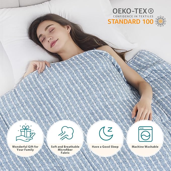 L'AGRATY Weighted Blanket - 60"x80" 25lbs Cooling Breathable Heavy Blanket Microfiber Material with Glass Beads for Adult All-Season Summer Fall Winter Soft Thick Comfort-StrideForce Fitness