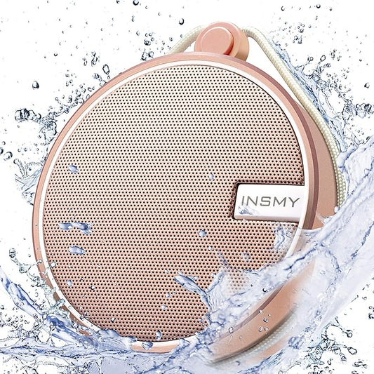 INSMY C12 IPX7 Waterproof Shower Bluetooth Speaker, Portable Small Speaker, Speakers Bluetooth Wireless Loud Clear Sound Support TF Card Suction Cup for Outdoor Kayak Canoe Beach Gift (Cashmere Pink)-StrideForce Fitness