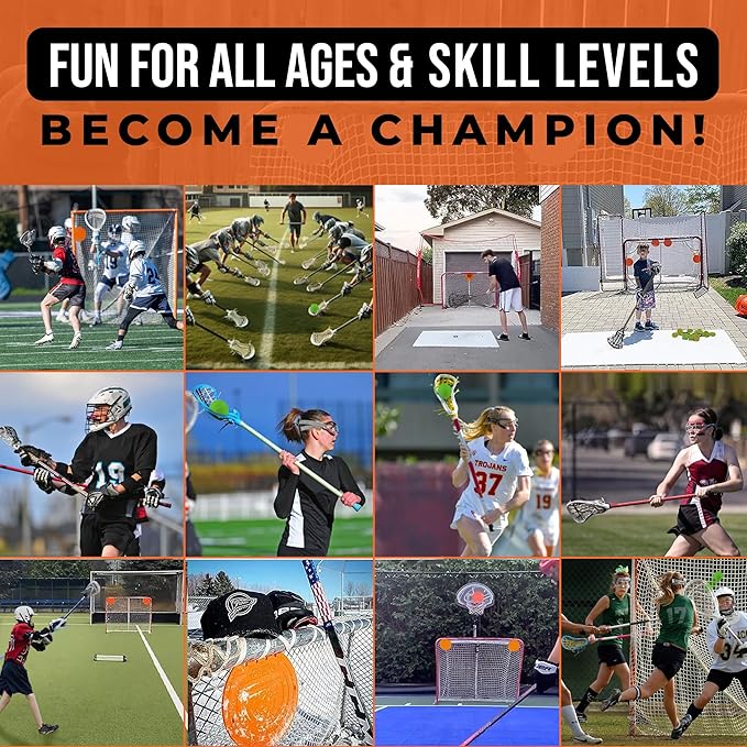 Combo Bundle of Durable Magnetic Lacrosse Goal Targets/Hockey Targets with 4 Pearl Lacrosse LT Textured Balls and 4 Tethers| Lacrosse Net Goalie Targets-StrideForce Fitness