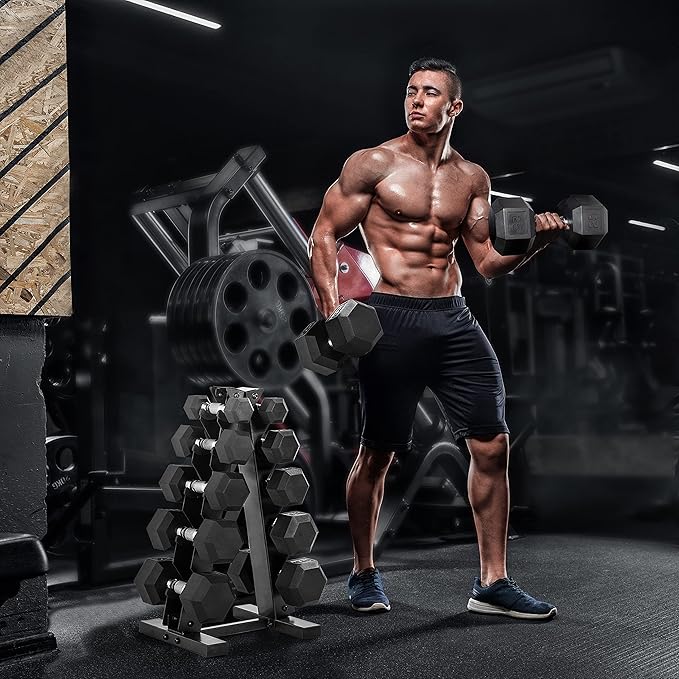 WF Athletic Supply 200Lb Dumbbell Set, 10-30Lb Dumbbell Set with Two-Tier Storage Rack for Muscle Toning, Strength Building & Weight Loss - Multiple Choices Available-StrideForce Fitness