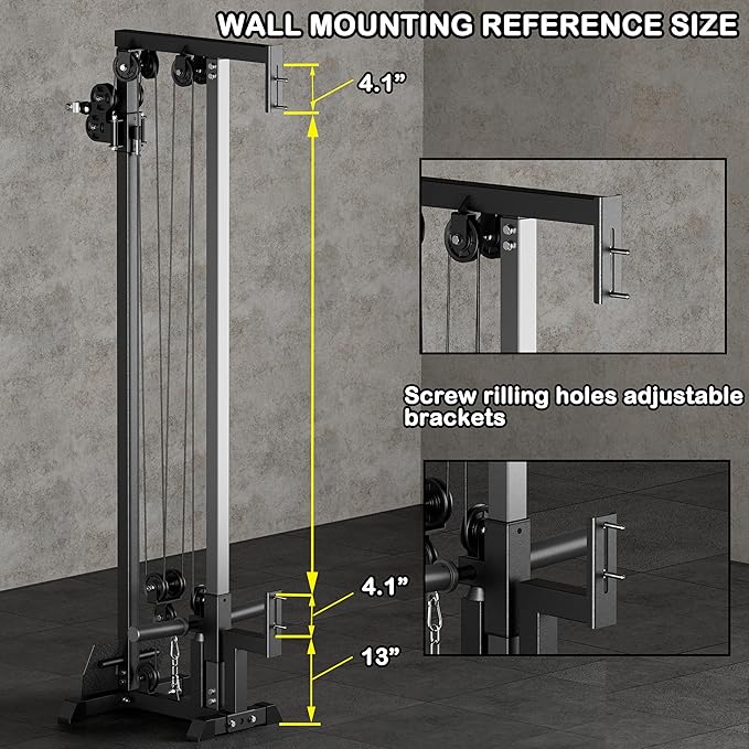 Fitness Wall Mount Cable Crossover Machine – Multi-Functional Dual Pulley System, Home Gym Equipment with Commercial-Grade Steel Frame and 400 lb Load Capacity for Home Gym.-StrideForce Fitness