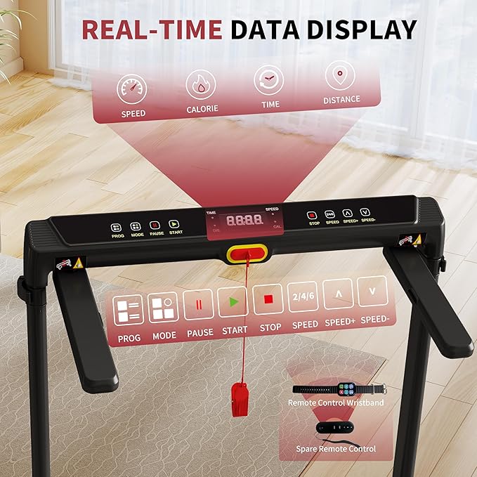 Foldable Treadmill with Incline Treadmill with Home Removable Desk Workstation 3.0 HP 3 in 1 Folding Small Compact Walking Treadmills 300 Lbs Capacity for Home Office-StrideForce Fitness