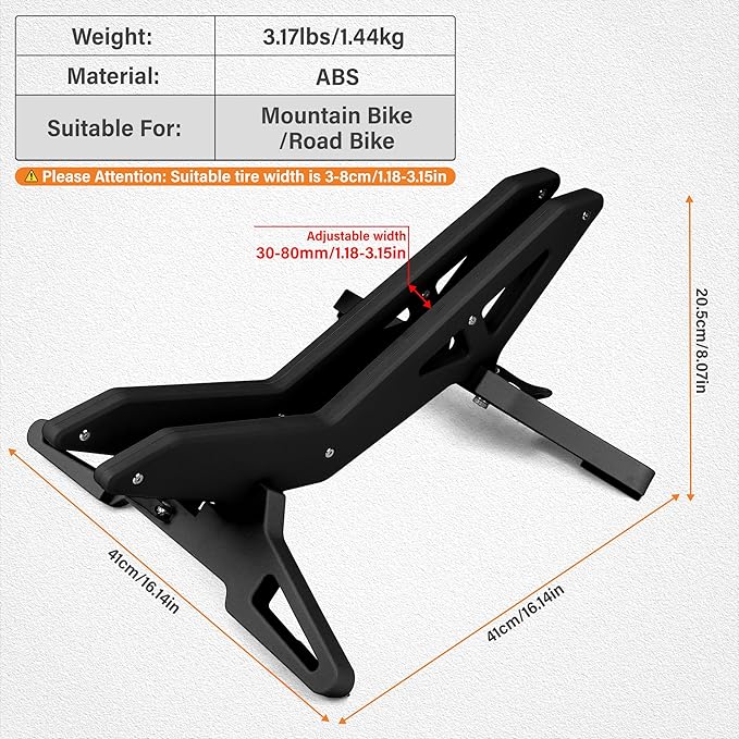 Adjustable Bike Parking Stand Fits 16-29 Inch Bicycles, Compatible with 23c-3.0 Tire Width – Heavy-Duty Plastic, Easy Installation, Stylish Two-Tone Design (Black)-StrideForce Fitness