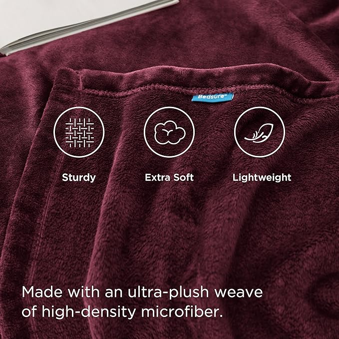 Bedsure Fleece Blankets Queen Size Red Burgundy - Bed Blanket Soft Lightweight Plush Fuzzy Cozy Luxury Microfiber, 90x90 inches-StrideForce Fitness