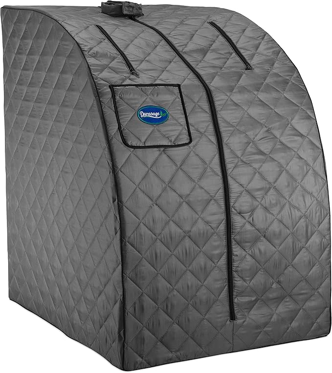Durasage Lightweight Portable Personal Steam Sauna Spa - 800W Steam Generator, 60-Min Timer, Zippered Access, Single Front Pocket, Foldable Frame & Chair - Indoor Use, at-Home Relaxation Kit-StrideForce Fitness