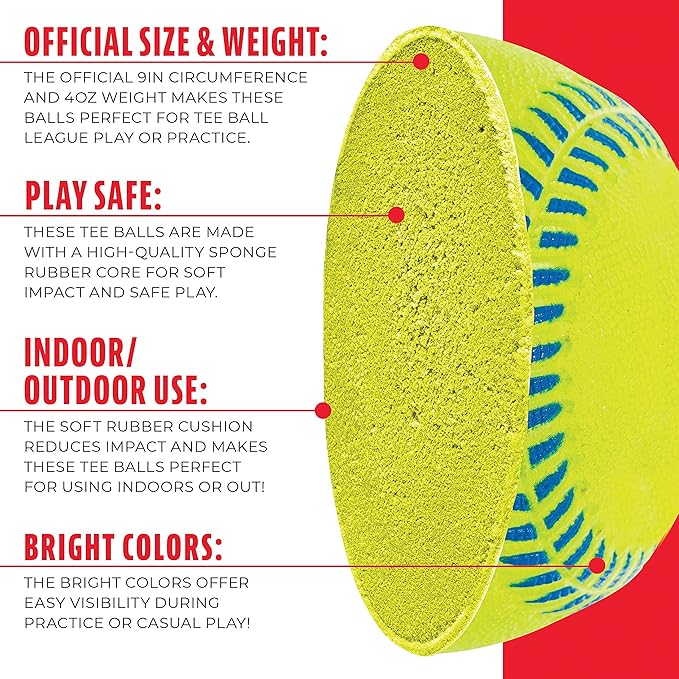 Franklin Sports - Pro Brite - Neon Rubber Teeball - MLB - Youth Tball - Baseball + Softball - Indoor & Outdoor Use-StrideForce Fitness