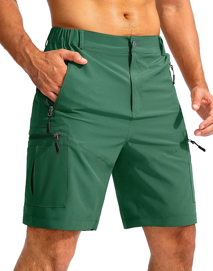 Pudolla Men's Hiking Cargo Shorts 9" Lightweight Outdoor Work Shorts for Men Travel Golf Camping Casual with 5 Zipper Pockets-StrideForce Fitness