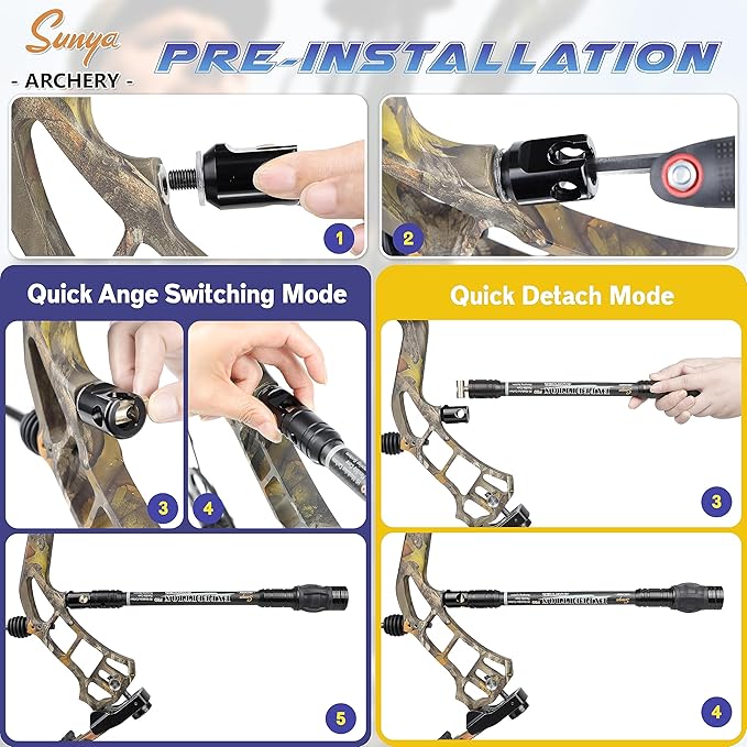 SUNYA Archery Bow Stabilizer for Compound Bow, Carbon Fiber Body Flexible Core, Damping System and Weights Kit, 8",10",12" 15" in Expedition Series-StrideForce Fitness