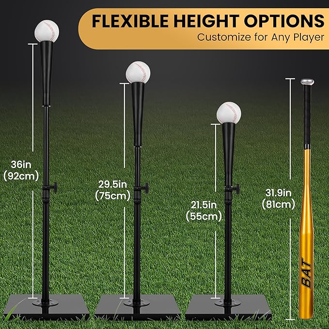 Baseball Batting Tee Set with Light Weight Aluminum Bat and Baseball - Hitting Tee - Baseball Tee - Batting Tees for Baseball - Hitting Tee for Baseball - Baseball Hitting Tee - Baseball Tee Set-StrideForce Fitness