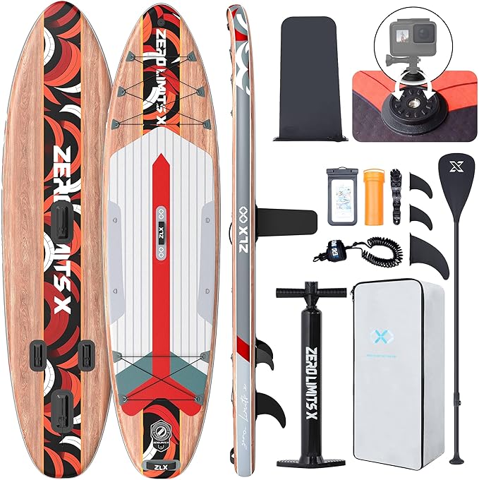 ZLX Inflatable Stand Up Paddle Board, 10'6" SUP Non-Slip Stable Deck Pad, Unique Center Fin, Premium Accessories, Portable Paddleboard for Adults, Beginners, All Skill Levels-StrideForce Fitness