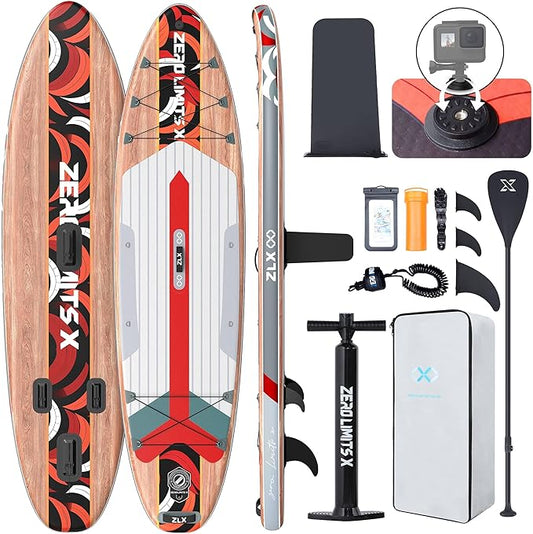 ZLX Inflatable Stand Up Paddle Board, 10'6" SUP Non-Slip Stable Deck Pad, Unique Center Fin, Premium Accessories, Portable Paddleboard for Adults, Beginners, All Skill Levels-StrideForce Fitness