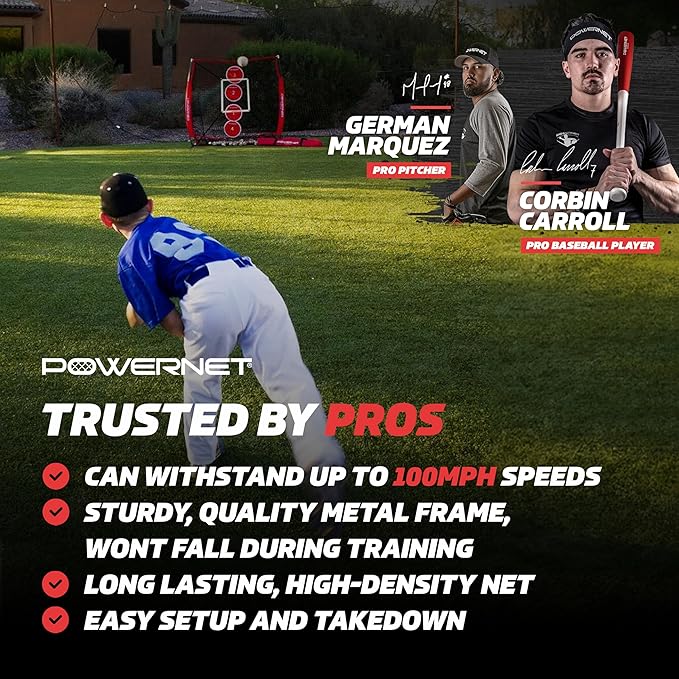 PowerNet Pitching Bundle, Baseball Net with Pitch Perfect Targets & Strike Zone Attachment, Weighted Ball, Softball Baseball Training Equipment to Increase Pitching Accuracy, 3 Net Sizes-StrideForce Fitness