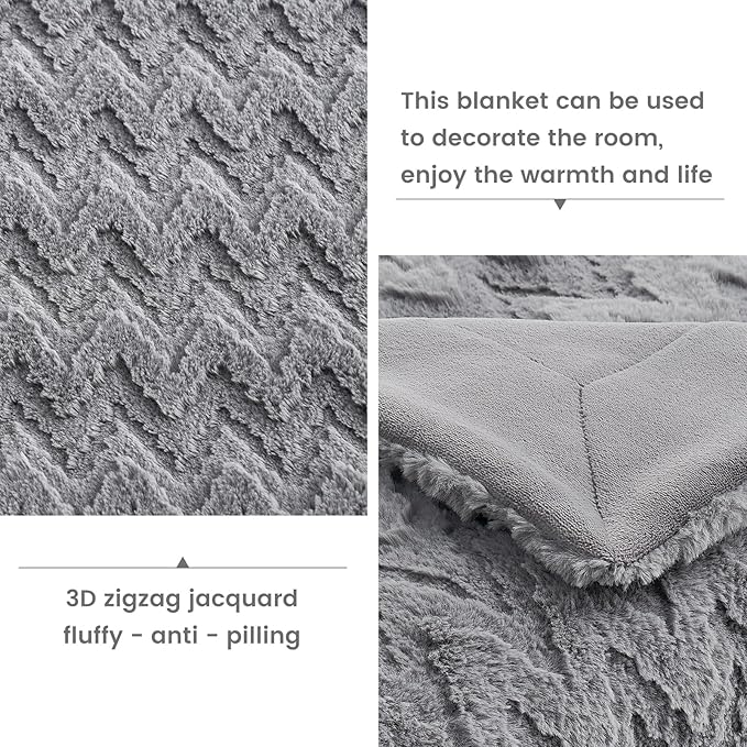 Cozy Bliss Faux Fur Throw Blanket for Couch - Soft Fuzzy Cozy Throw Gift Blankets for Women,Grey Boho Blanket for Sofa Bedroom Living Room.60 * 80 Inches-StrideForce Fitness