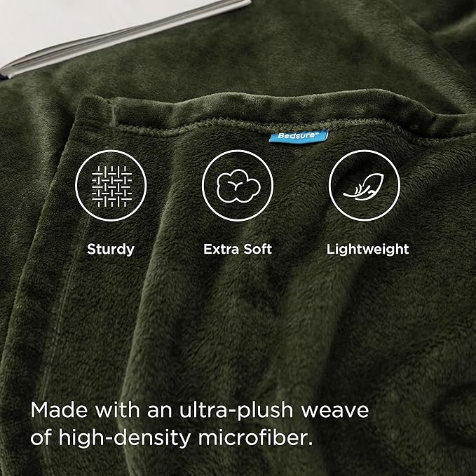 Bedsure Fleece Blankets King Size Oive Green - Bed Blanket Soft Lightweight Plush Cozy Fuzzy Luxury Microfiber, 108x90 inches-StrideForce Fitness