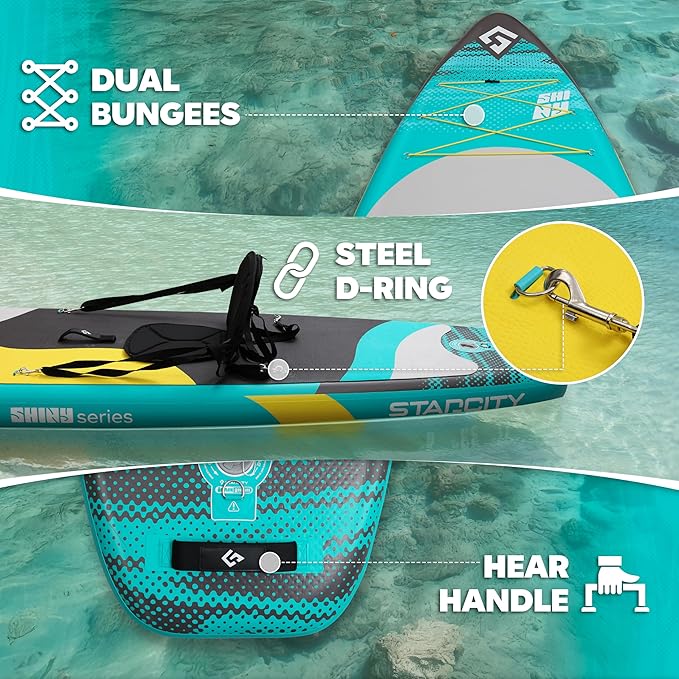 Starcity 11'*34"*6" Blow Up Paddle Board, Inflatable Paddle Board,Paddle Board,Spacious and Stable, Anti Slip and Easy to Operate, Large Size Suitable for Single Person/Family/Pet Use.-StrideForce Fitness